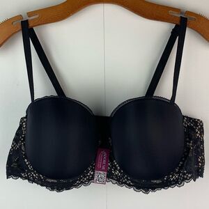 NWT Adore me black Lugo plus Contour strapless contour balconette bra size 38C